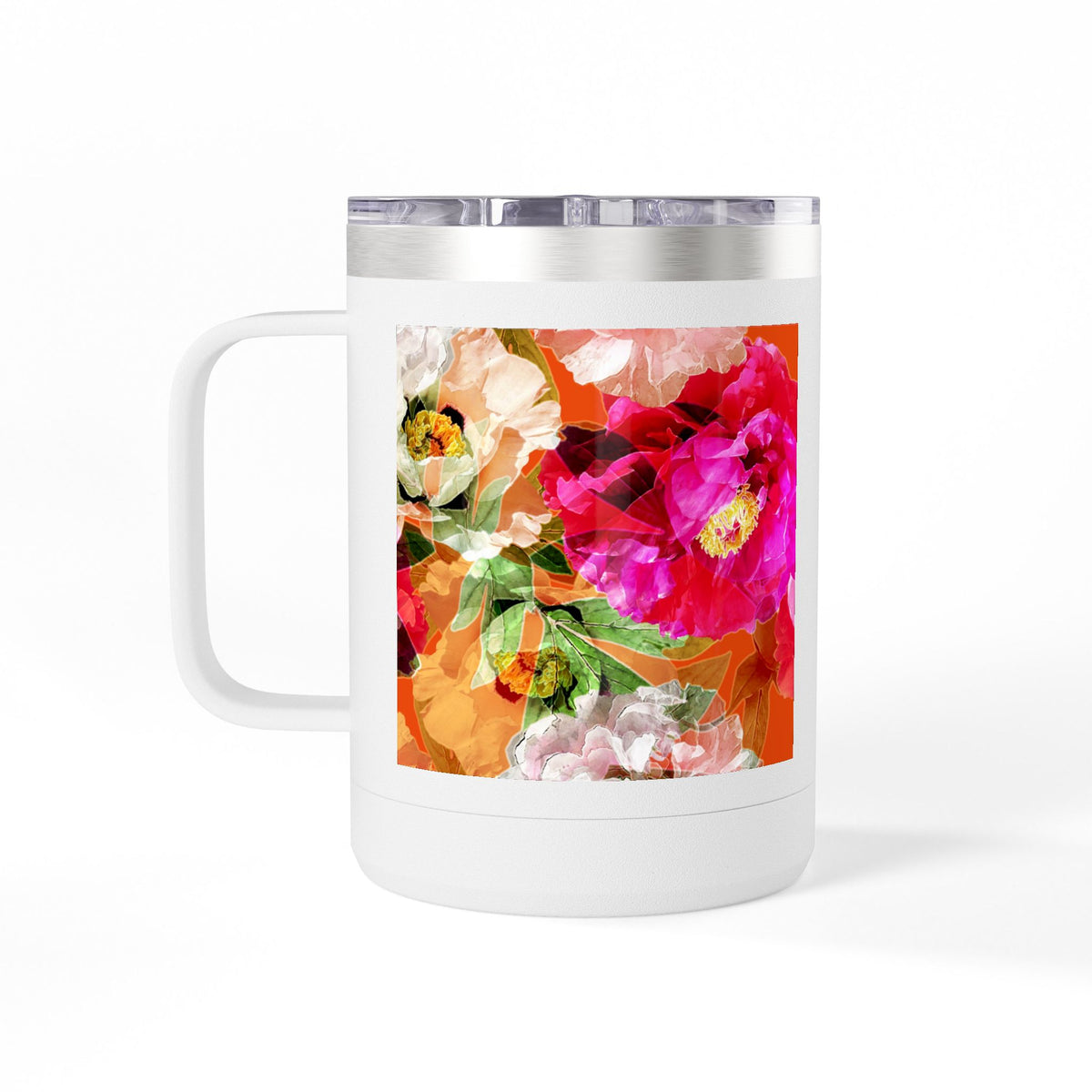 Floral Peony 15oz Insulated Coffee Tumbler