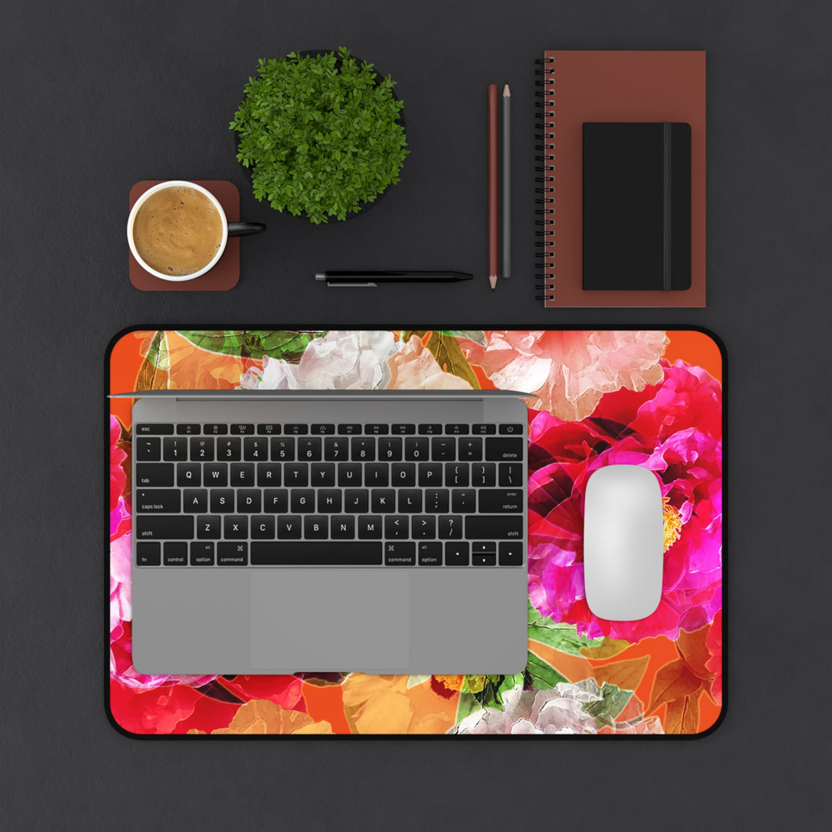 Floral Peony Desk Mat — Vibrant Peony Mouse Pad for Home Office
