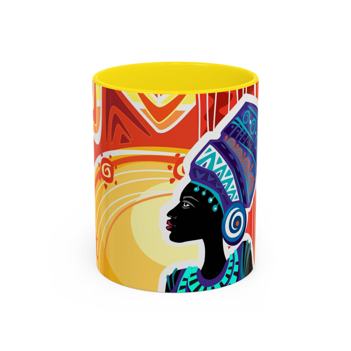 African Sun Goddess- Accent Coffee Mug — Colorful Tribal Art 11/15oz