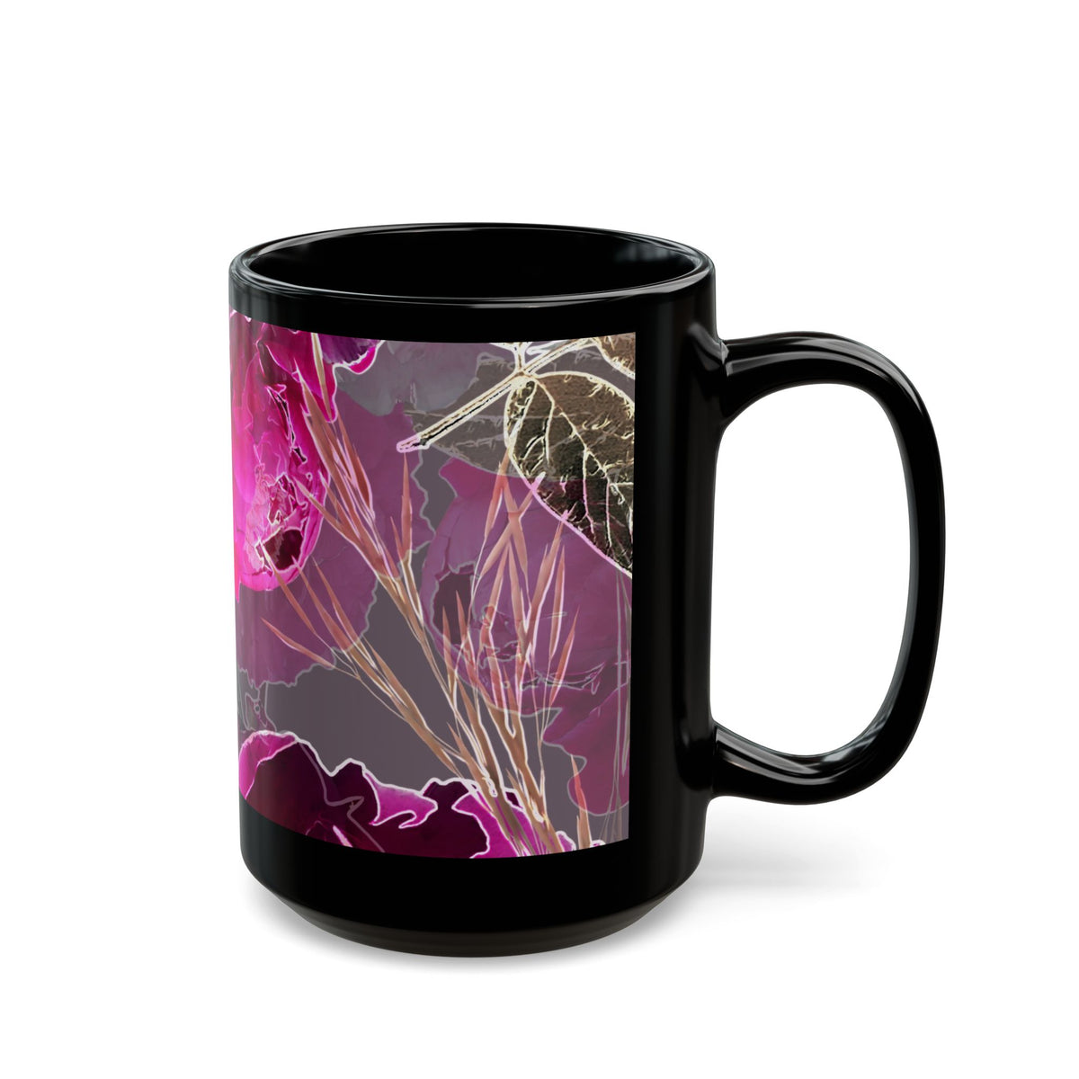 Radiant Petal Black Mug (11oz, 15oz)