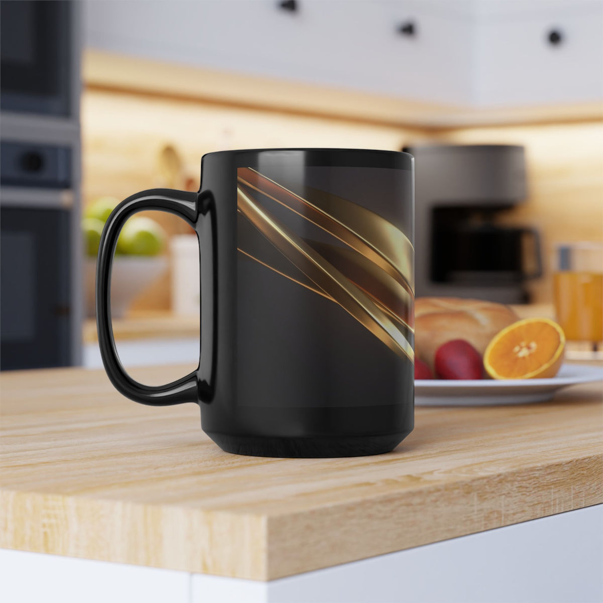 Gold Swirl Black Mug (11oz, 15oz)