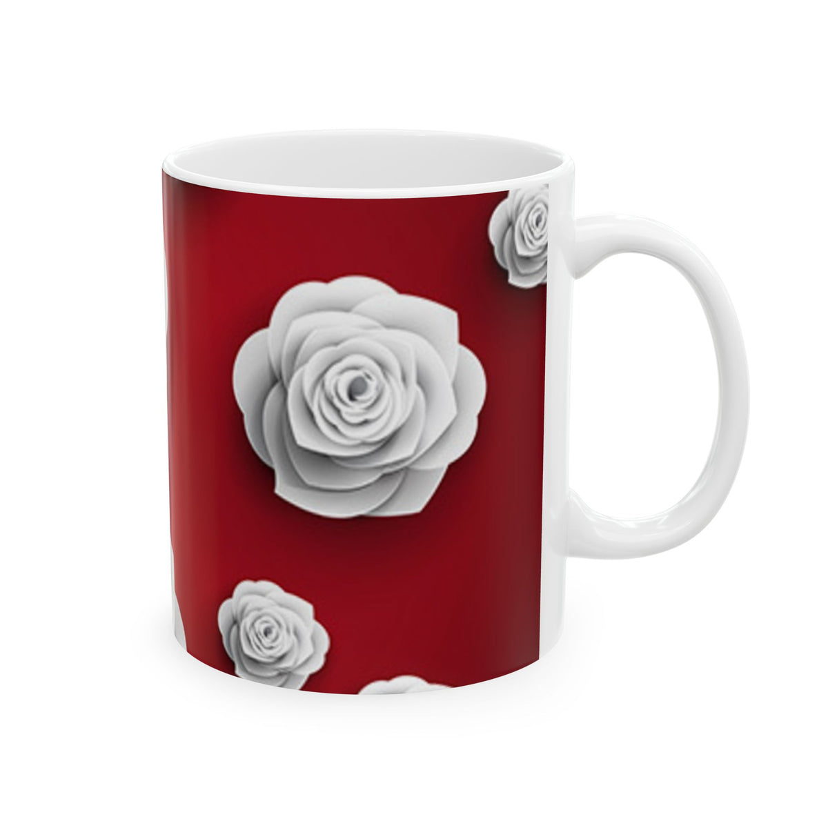 Crimson Blooms Ceramic Mug, (11oz, 15oz)