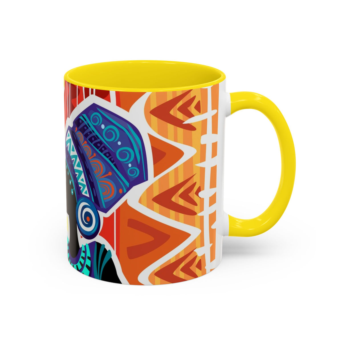 African Sun Goddess- Accent Coffee Mug — Colorful Tribal Art 11/15oz