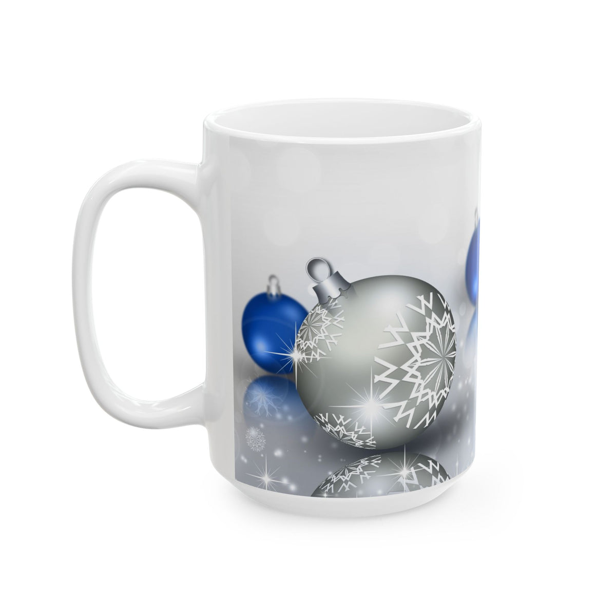 Silver & Blue Bells Ceramic Mug, (11oz, 15oz)
