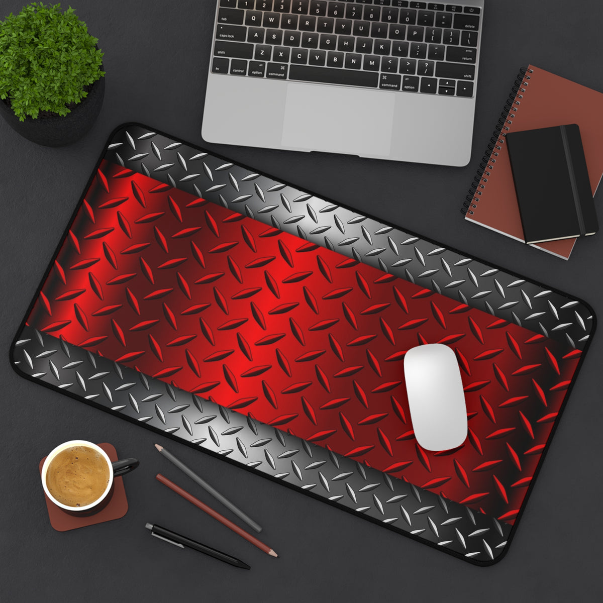 Red Steel Desk Mat