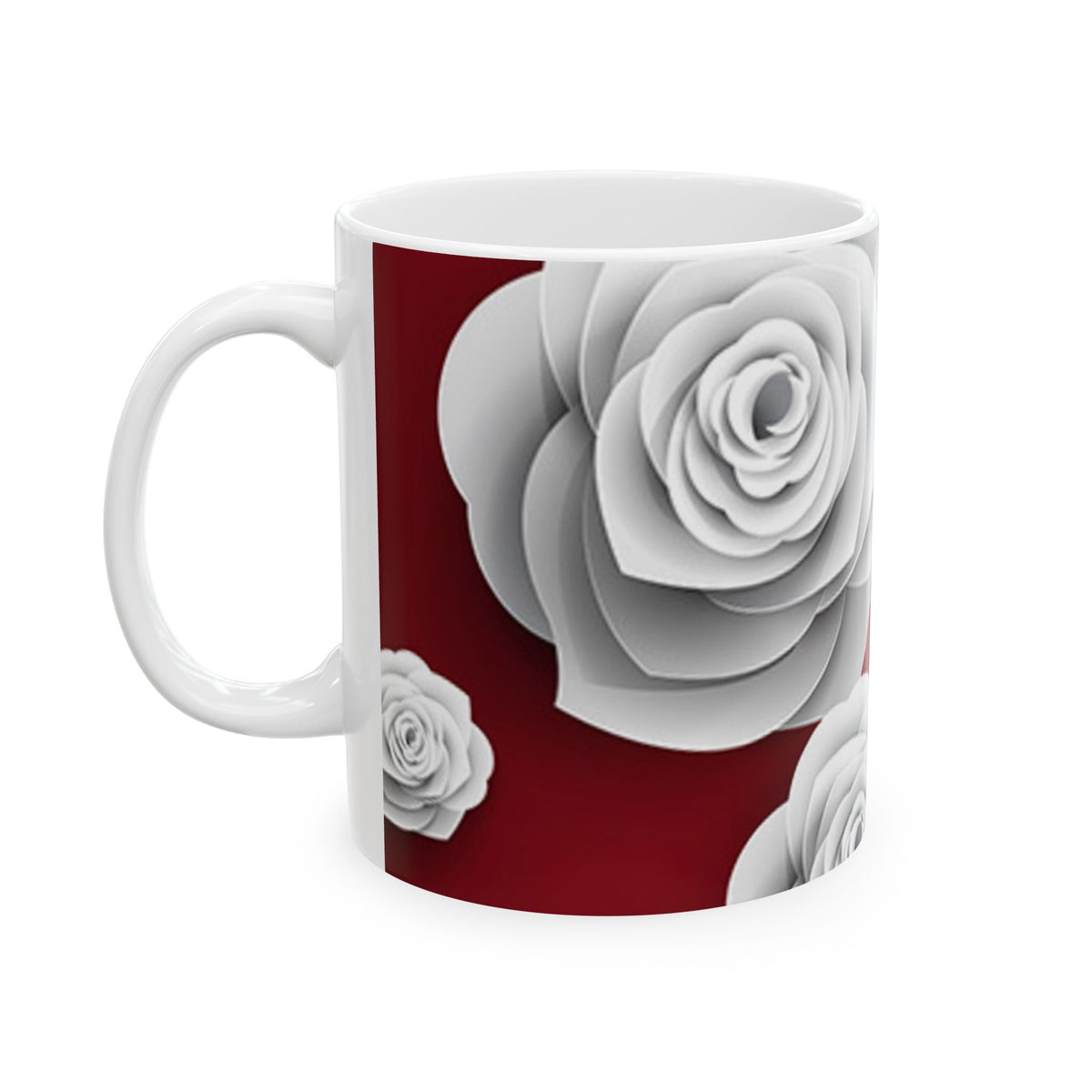 Crimson Blooms Ceramic Mug, (11oz, 15oz)