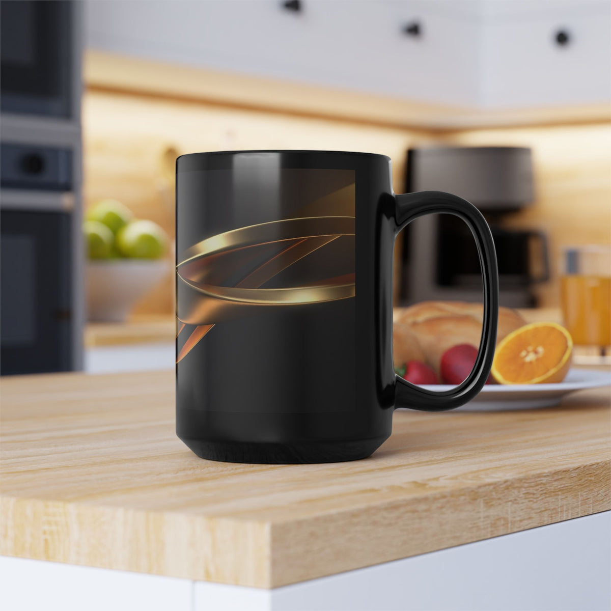 Gold Swirl Black Mug (11oz, 15oz)