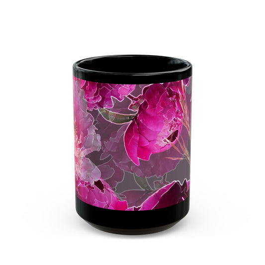 Radiant Petal Black Mug (11oz, 15oz)