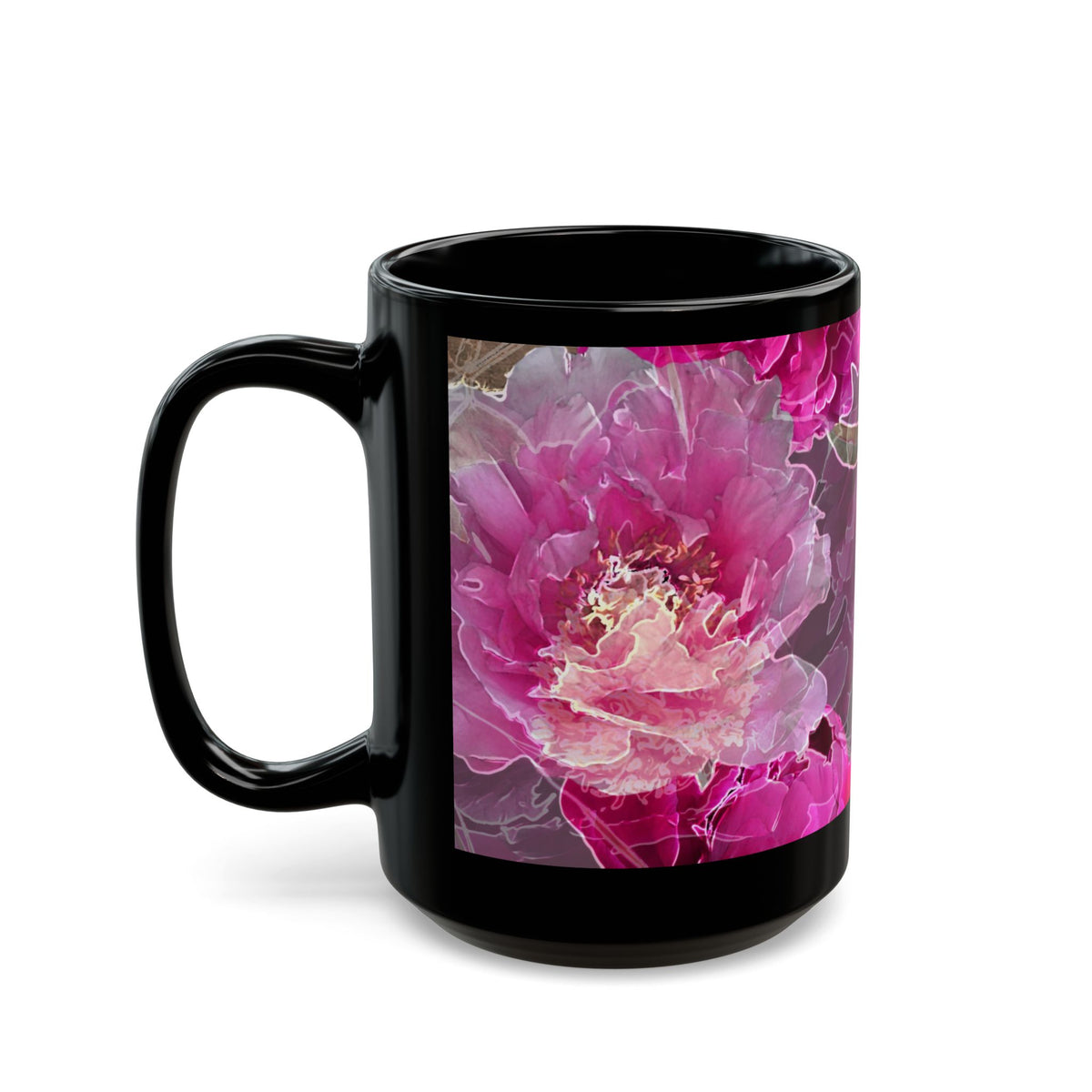 Radiant Petal Black Mug (11oz, 15oz)