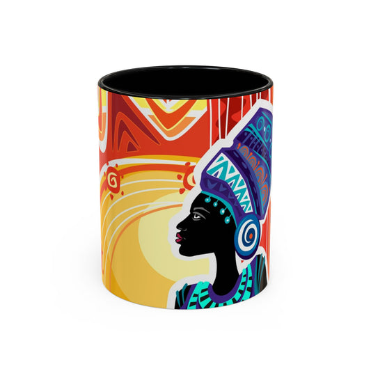 African Sun Goddess- Accent Coffee Mug — Colorful Tribal Art 11/15oz