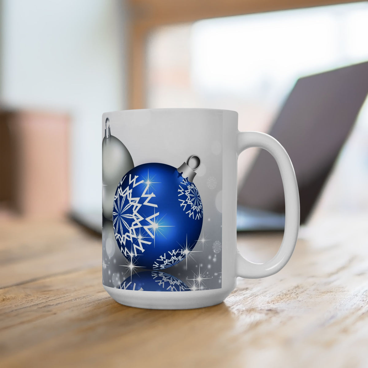 Silver & Blue Bells Ceramic Mug, (11oz, 15oz)