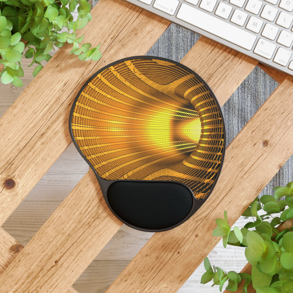 Golden Vortex Mouse Pad With Wrist Rest