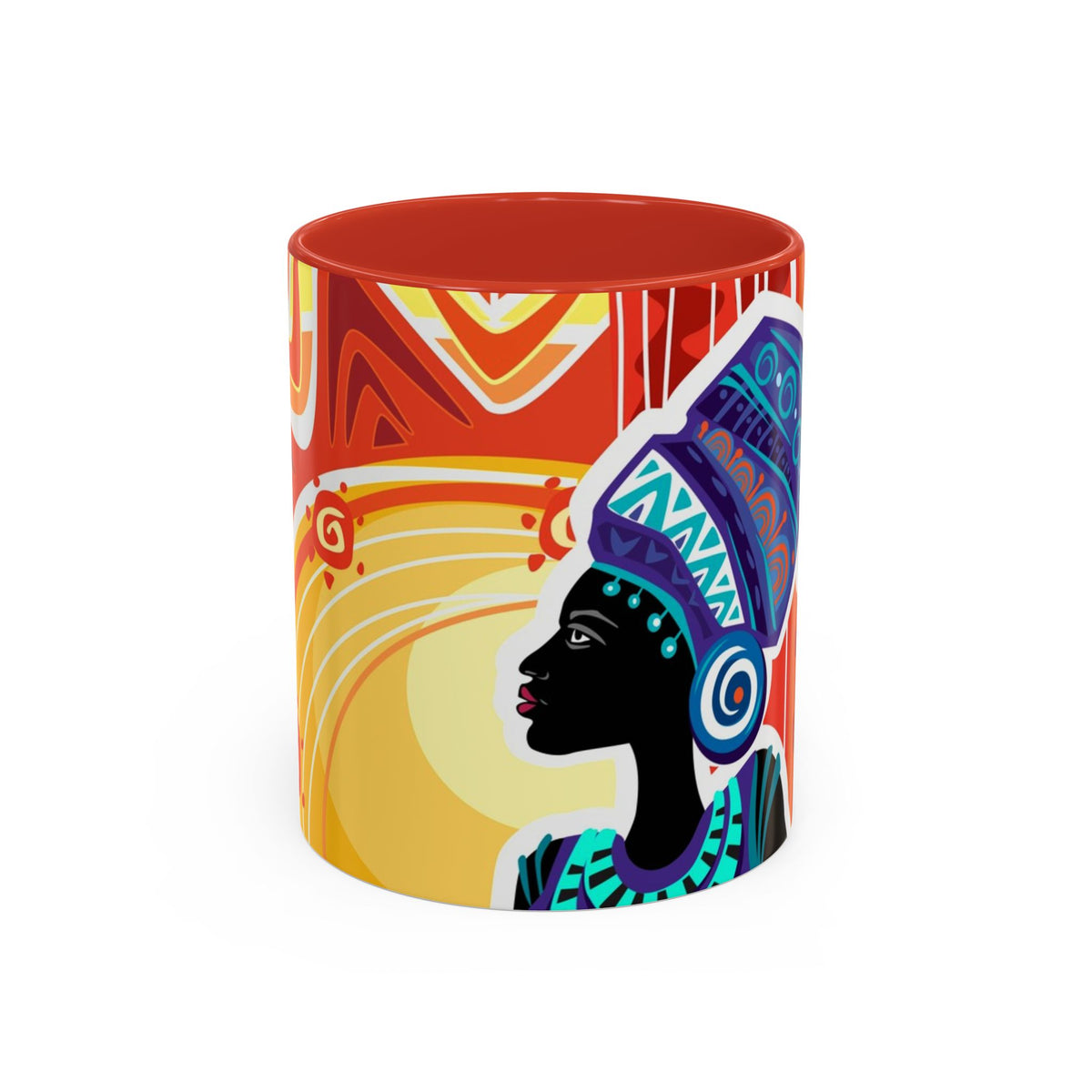 African Sun Goddess- Accent Coffee Mug — Colorful Tribal Art 11/15oz