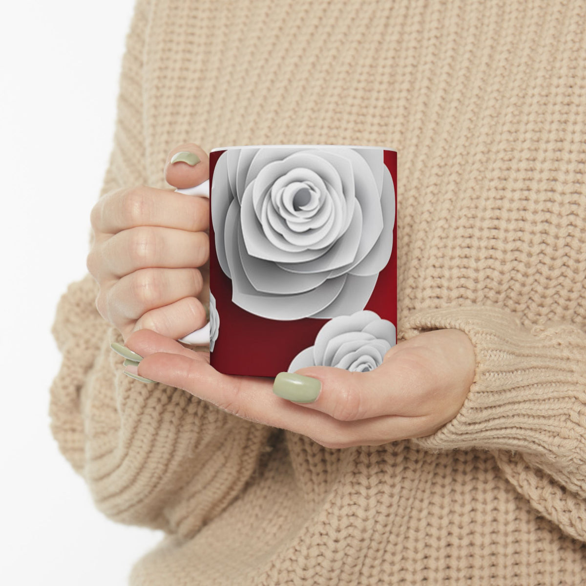 Crimson Blooms Ceramic Mug, (11oz, 15oz)