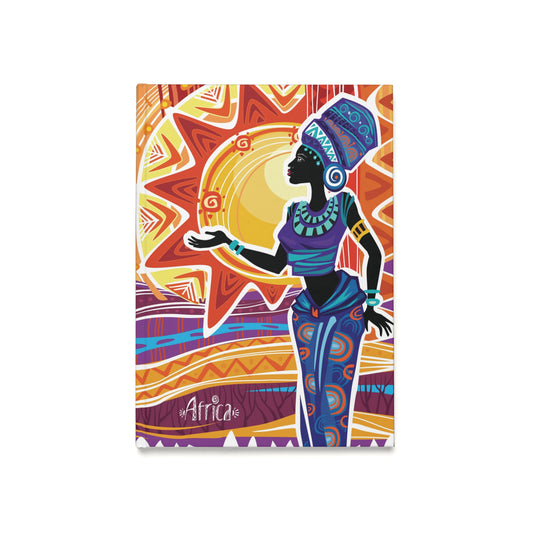 African Sun Goddess Journal — Vibrant African Goddess Illustration, Sun & Tribal Patterns