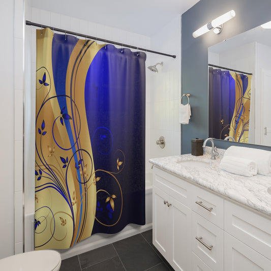 Azure Swirl Shower Curtain - Luxurious Bathroom Decor