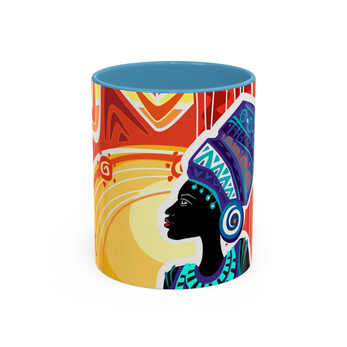 African Sun Goddess- Accent Coffee Mug — Colorful Tribal Art 11/15oz